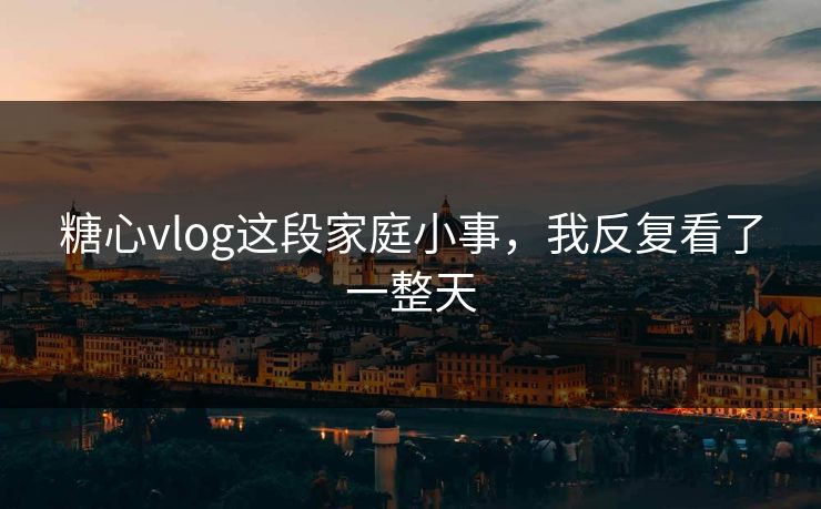糖心vlog这段家庭小事，我反复看了一整天