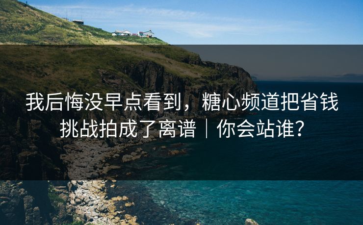 我后悔没早点看到，糖心频道把省钱挑战拍成了离谱｜你会站谁？
