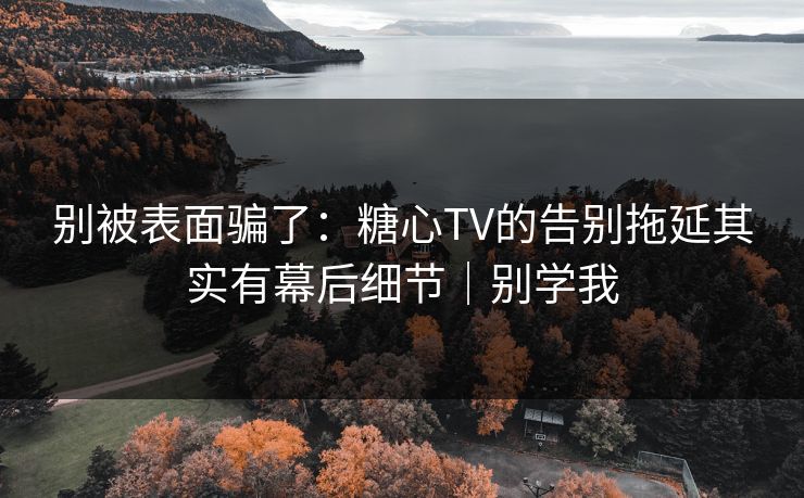 别被表面骗了：糖心TV的告别拖延其实有幕后细节｜别学我