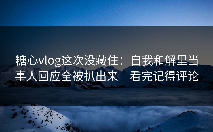 糖心vlog这次没藏住：自我和解里当事人回应全被扒出来｜看完记得评论