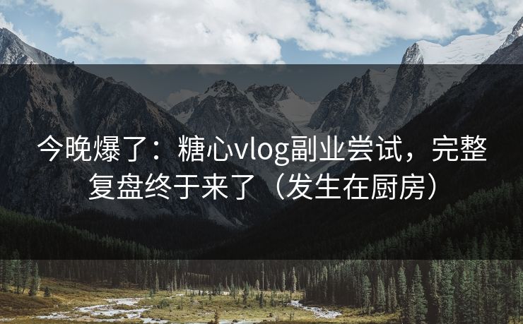 今晚爆了：糖心vlog副业尝试，完整复盘终于来了（发生在厨房）