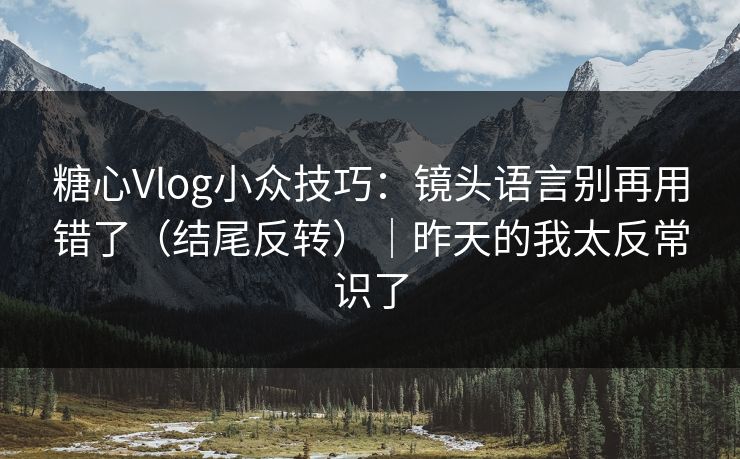 糖心Vlog小众技巧：镜头语言别再用错了（结尾反转）｜昨天的我太反常识了