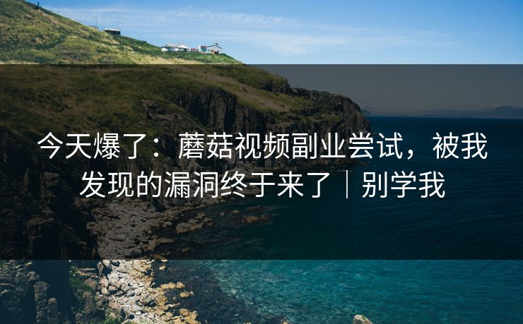 今天爆了：蘑菇视频副业尝试，被我发现的漏洞终于来了｜别学我