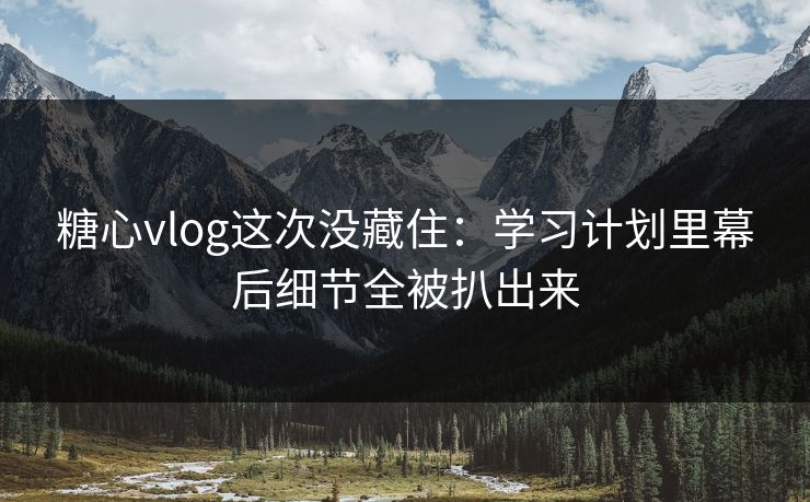 糖心vlog这次没藏住：学习计划里幕后细节全被扒出来