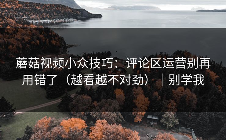 蘑菇视频小众技巧：评论区运营别再用错了（越看越不对劲）｜别学我