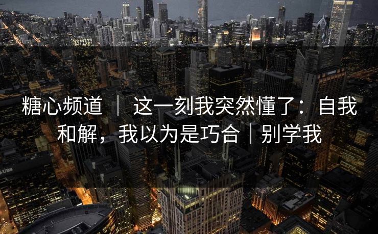 糖心频道 ｜ 这一刻我突然懂了：自我和解，我以为是巧合｜别学我