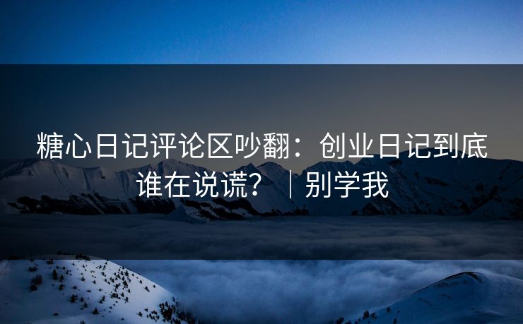 糖心日记评论区吵翻：创业日记到底谁在说谎？｜别学我