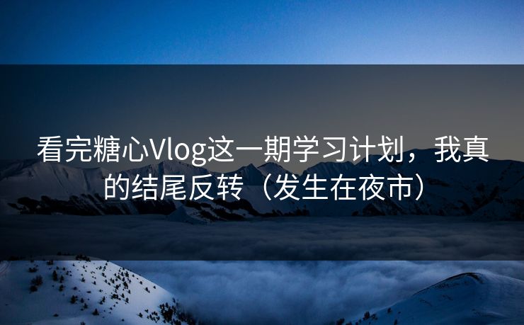 看完糖心Vlog这一期学习计划，我真的结尾反转（发生在夜市）